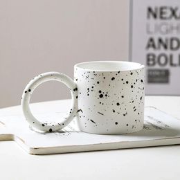 Mugs Light Luxury Spotted Mug Creative Dotted Cup 300 ML Ceramic Coffee Drinks Container