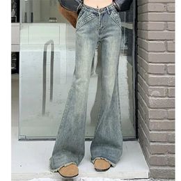 Women's Jeans American Style Retro Spicy Girl Ruffled Micro Flared For Women Autumn Winter High Loose And Slimming Floor Length Pant