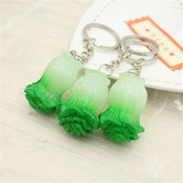 Decorative Flowers 5pcs Simulated Cabbage Keychains Resin Material Vegetable Car Key Chain