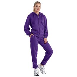 Gary Com 2 PCS Outfits Women's Fleece Sherpa Lined Sweatsuits Long Sleeve Hoodie and Sweat Pants Winter Warm Tracksuit Set