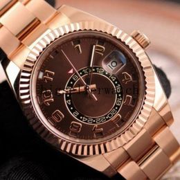 new Style Luxury 42mm Asia 2813 Movement Sky-Dweller Chocolate Arabic 326935 Automatic Mechanical 18K Rose Gold Mens Watc335e