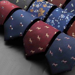 Neck Ties Neck Ties Novelty Mens Floral Tie Brown Bear Horse Printed Ties Fashion Polyester Necktie Wedding Business Party Suit Dress Gravatas Gift Y240325