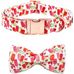 Dog Collars Elegant Little Tail Collar With Bow Popsicle Print Girl Or Boy Bowtie Cute Pet Gift