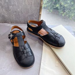 Schuhe Marke Designer Flat Bottom Rom Sommer Casual Strand in Leder mit Absatz