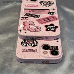 Cell Phone Cases Case for Samsung Galaxy A11 A12 A13 5G A14 A21S A23 A34 A53 A54 New powder splashing ink label bear anti-drop mobile phone caseY240325