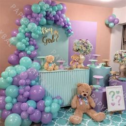 143Pcs DIY Purple Green Latex Balloons Set Birthday Party Balloon Arch Garland Kit Wedding Baby Shower Decor Globos Kids Gifts 240318