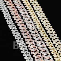 Factory Wholesale VVS Moissanite Diamond Sliver 10K 14K Gold Cuban Link Chain 10Mm 12Mm 18Mm Hip Hop Necklace Men Jewellery