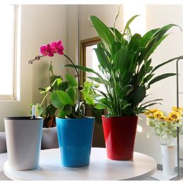 Planters PP Self Watering Planters Flower Pots Indoor with Water Level Indicators Desktop Green Plant Pot Garden Home Decorative FU