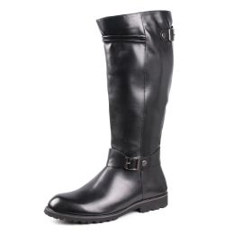 boots British Mens Black Leather Knee High Boots Desiger Zip Long Motorcycle Shoes Antique Cosplay Stage Botas Casual Comfort Zapatos