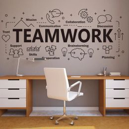 Frame Large Teamwork Office Wall Decal Inspirational Quote Teamwork Cooperation Plan Vinyl Wall Sticker for Office Decoration Z819