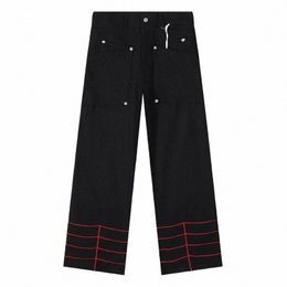 men's Spider Print Pants Harajuku Hip Hop Baggy Jeans Retro Loose Straight Trousers Embroidery Graphic Slouchy Sweatpants I7Vf#