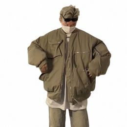 fall and Winter Coat Multi-pocket Zipper Design Aviator Jacket Cott Jacket Fiable Versatile Cott Clothing Men Clothing g5j5#