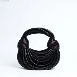 Noodle Double Designer Knot Lady Brand Botteega Venata Bag Totes 2023 Handbag Hand Knitted Women's Knot Small Cattle Leather Bags Handbags Round Purse I3s189ME