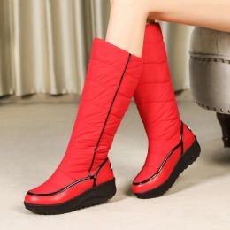 Boots Black White Red Winter Warm Women Snow Boots Waterproof Low Heel Calf Boots Slip On Woman Plus Size Shoes 2022
