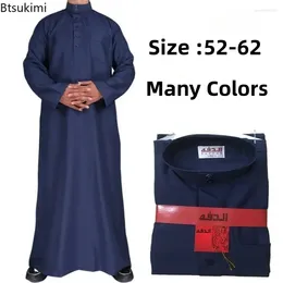 Ethnic Clothing 2024 Middle East Muslim Men Dress Long Sleeve Jubba Thobe Ramadan Eid Dishdasha Robe Islamic Kaftans Arab