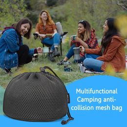 Storage Bags Camping Cooker Stove Tableware Protective Bag Portable Cutlery Holder Drawstring Bowl Plate Pot Organizer For Hiking Travel BBQ