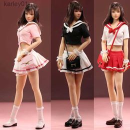 Anime Manga 1/6 Scale Japan Sexy School Student Uniforms Cheerleading Tops with Skirt Set Model for 12in Female Soldier Action Figure Toys yq240325