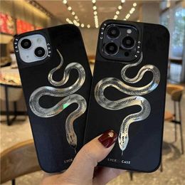 Cell Phone Cases Luxury Makeup Mirror Snake Pattern Black Phone Case For iPhone 15 14 12 11 13 14 Pro Max 15 Plus X XS XR Cases Hard Back Cover H240326