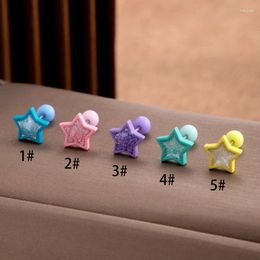 Stud Earrings 1Piece Stainless Steel Piercing Screw Plastics Ball For Girls Cute Zircon Mini Color Pentagram Single