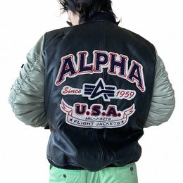 ah138 Rock Can Roll US Air Force Flight Pilot Genuine Goat Leather Rider Jacket Family Kid Clothing Parent & S Dr 43Ao#