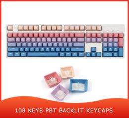 Keyboards 108 Keys PBT Keycap Set Backlit Key Caps Gaming Keyboard Keycaps For Mechanical Wired USB Computer6850462