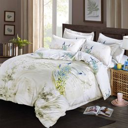 4pcs 2017 100% Cotton Soft Satin Bedding Sets Silky Bedclothes King Queen Size Duvet Cover Set Bed Sheet Pillowcases Bed Linen