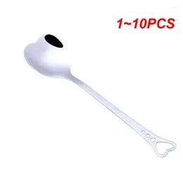 Coffee Scoops 1-10PCS 1/2/Stainless Steel Heart Shape Spoons Hollowed Out Heart-shaped Spoon Stirring TeaspoonCoffeeware