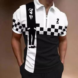 Arrival Mainland Men Polo Shirts Short Polyester Casual Print Slim Contrast Color Anti-pilling Shirt Tops 240315