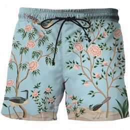 fr Summer Bird and Plant Illustrati 2022 Unisex Oversized 3D Print Sweatpants New Men Women Bermuda Shorts for Men Casual 69wC#