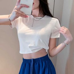 Yi Mengling Yang Mi Jin Zhini a Celebrity with Navel Exposed Slim Fit Short Sleeved T-shirt Sequin Skirt Set for Women
