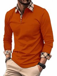 new men's classic Polo shirt Lg sleeve simple design spring/autumn casual work top plus oversized S-XXXL a9Oy#