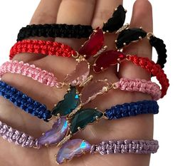 12 Pcs Six Colour Butterfly Charm Bracelet Handmade Braided Rope Thread Adjustable Bracelets Bangles Lucky Jewellery Friends Gift 240315
