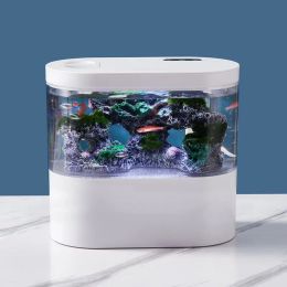 Tanks USB Mini Desktop Aquarium Builtin Water Pump / LED light / Philtre Self circulation and self circulation goldfish tank