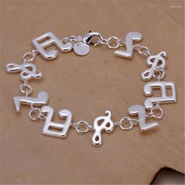 Link Bracelets 925 Plated Silver Wedding Gift Musical Note Women Lady High Quality Fashion Jewellery Christmas Gifts