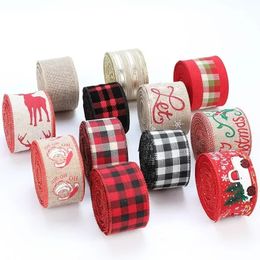 new 2024 5m Christmas DIY Fabric Ribbon Burlap Ribbon With Wired Edge Gift Wrapping Christmas Tree Decor Ribbon DIY Wreath Bows Crafts2. 1.