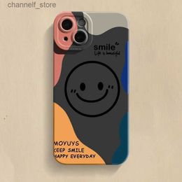 Cell Phone Cases Cute Cartoon Smile Face Phone Case for IPhone 11 12 13 14 15 Pro Max Mini X XR XS Max 7 8 15 Plus SE2020 Shockproof Bumper CoverY240325