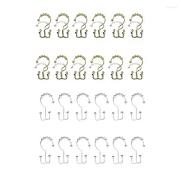 Shower Curtains Curtain Hooks Rust-Resistant Metal Double Roller Glide Rings For Bathroom Set Of 12