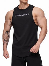 men Muscle Vests Cott Underwear Sleevel Tank Top Solid Muscle Vest Undershirts O-neck Gymclothing Bodybuilding Tank Tops a60m#