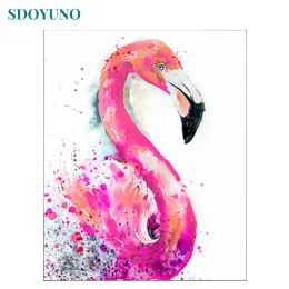 Number SDOYUNO 60x75cm Frame Paint By Numbers Animals Flamingo Oil Painting By Numbers On Canvas DIY Digital Painting Home Decor