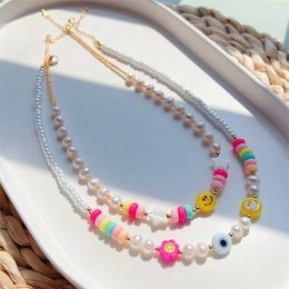 Pendant Necklaces KKBEAD Heart Choker Y2k Accessories Jewellery Boho Summer Heishi Beads Natural Pearl Necklace For Women Gift