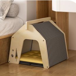 Mats Small Animal Rest and Play House for Dog Hideout Habitat Wooden Cat Beds for Indoor Cats, Rabbit Hideout Bunny House Cat House