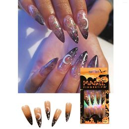 False Nails Coffin Nail Tips Short Clear Artificial Halloween Gothic 1ml With Glue 24pcs Acrylic Toenails