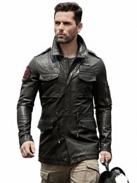 men's Winter Real Genuine Leather lg Jackets Motorcycle Flight Pilot Bomber Jackets For Men Outdoor Jacket Male Aviator Coats W2eI#