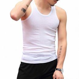 men Elastic Breathable Sleevel Tank Tops Undershirt Gym Workout Stringer Fitn T-Shirt Beater Undershirt Casual Men's Vest U3OH#