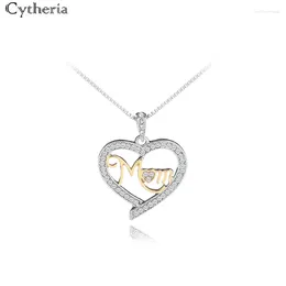 Pendant Necklaces Top Brand Fashion Luxury Crystal Rhinestone Heart Shape "I LOVE YOU" Necklace For Women Vintage Mother's Day Gifts