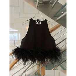 Womens Tanks Camis 2024 Spring Black Womnes Tops Designer Feathers Backless Sleeveless Mini Y Prom 31702 Drop Delivery Apparel Clothin Otnjk