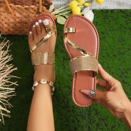 Slippers Women's Summer Ladies Crystal Bling Flip Flops Flats Female Beach Shoes Outdoor Light Casual Slides Fashion 2024