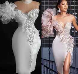 2024 Aso Ebi Floral Sheath Prom Dress Lace Crystals Satin Evening Formal Party Second Reception 50th Birthday Engagement Gowns Dresses Robe De Soiree ZJ61