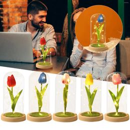 Decorative Figurines Valentine's Day Gift Light UP Flower Decoration Glass Cover Ornaments Creative Luminous Create Ornament