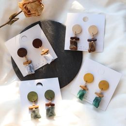 Dangle Earrings Renya Round Wood Disc Irregular Acrylic Beads Drop Earring For Women Girls Vacation Jewellery Accessories Gift 2024
